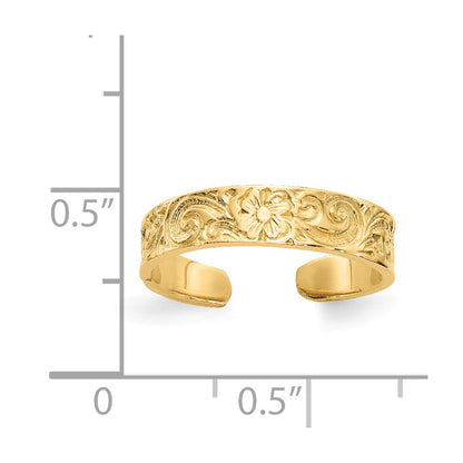 14k Yellow Gold Flower/Scroll Toe Ring