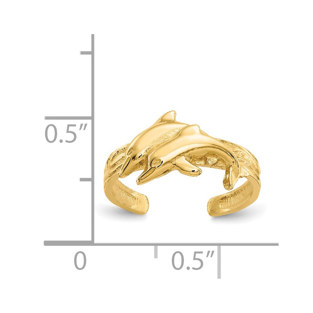 14k Yellow Gold Dolphin Toe Ring