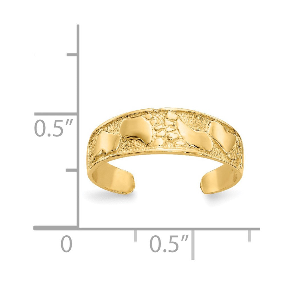 14k Yellow Gold Footprints Toe Ring