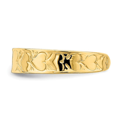 14k Yellow Gold Heart Pattern Toe Ring