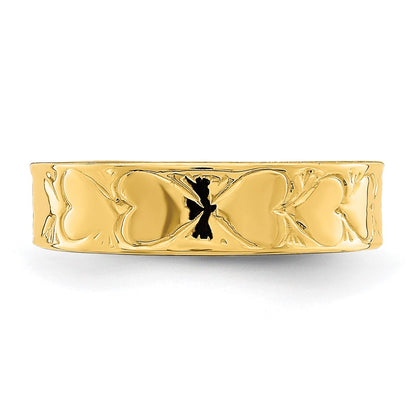 14k Yellow Gold Heart Pattern Toe Ring