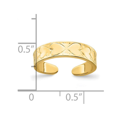 14k Yellow Gold Heart Pattern Toe Ring