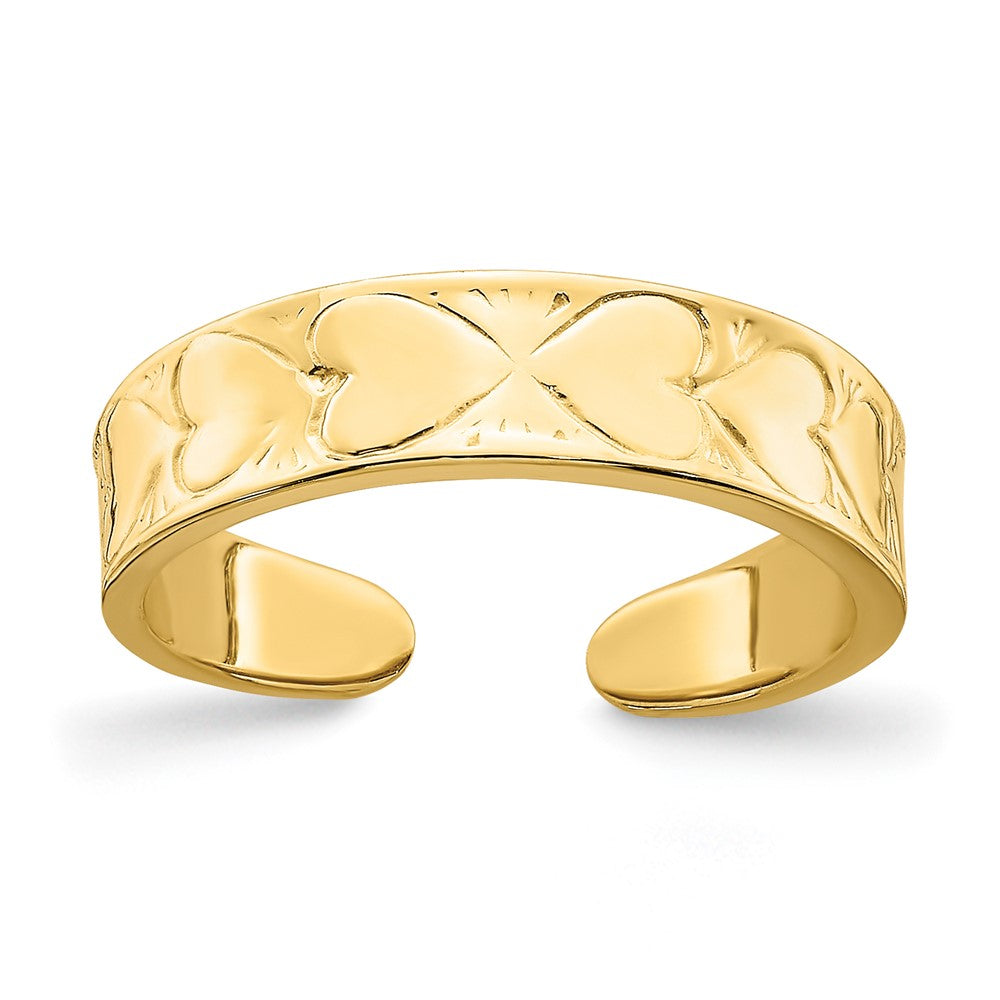 14k Yellow Gold Heart Pattern Toe Ring