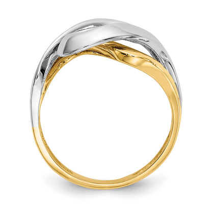 14k Yellow Gold w/Rhodium Swirl Ring