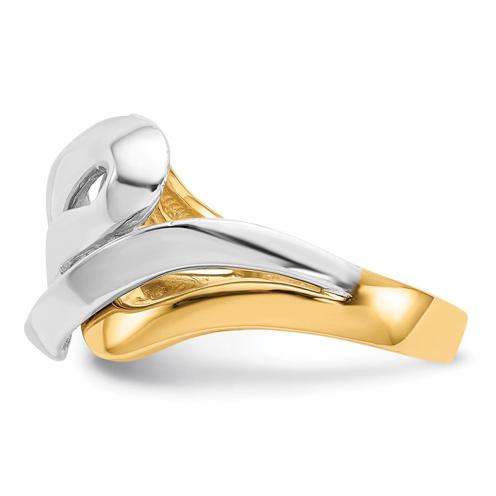 14k Yellow Gold w/Rhodium Swirl Ring