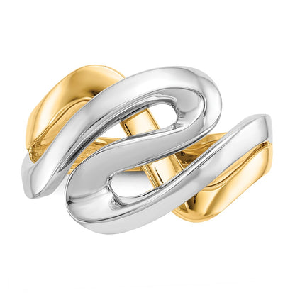 14k Yellow Gold w/Rhodium Swirl Ring