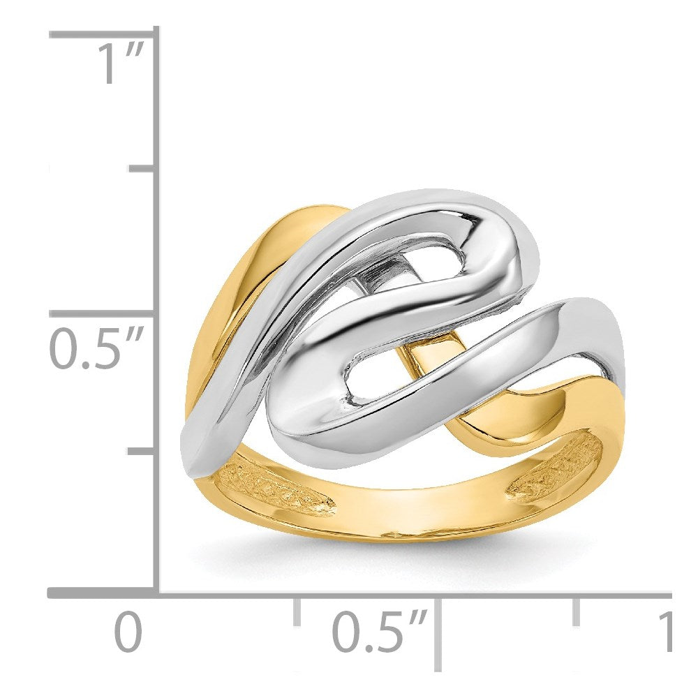 14k Yellow Gold w/Rhodium Swirl Ring