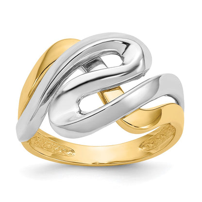 14k Yellow Gold w/Rhodium Swirl Ring