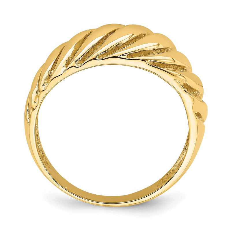 14K Yellow Gold Open Slash Dome Ring