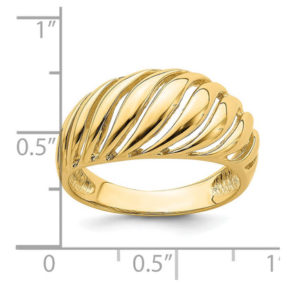 14K Yellow Gold Open Slash Dome Ring