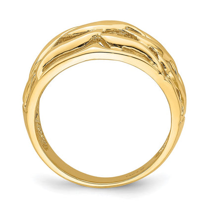 14K Yellow Gold Open Swirl Dome Ring