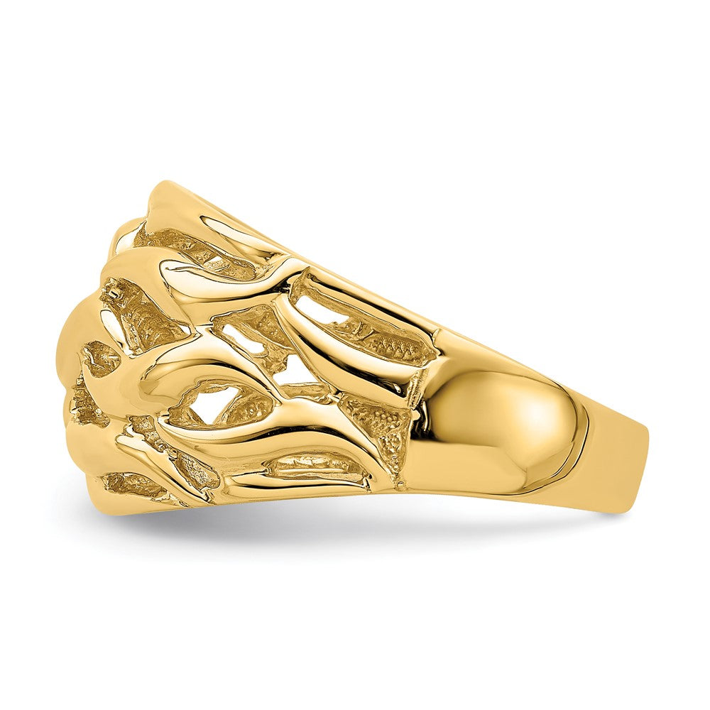 14K Yellow Gold Open Swirl Dome Ring