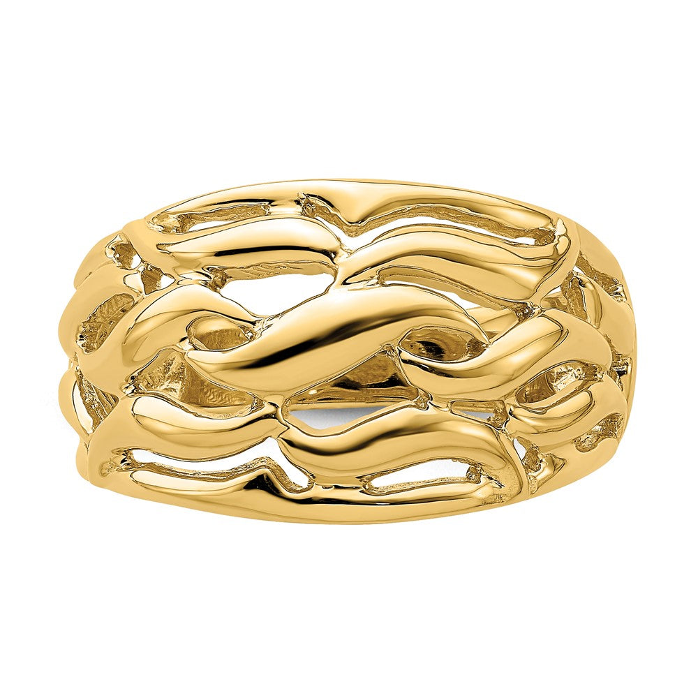 14K Yellow Gold Open Swirl Dome Ring