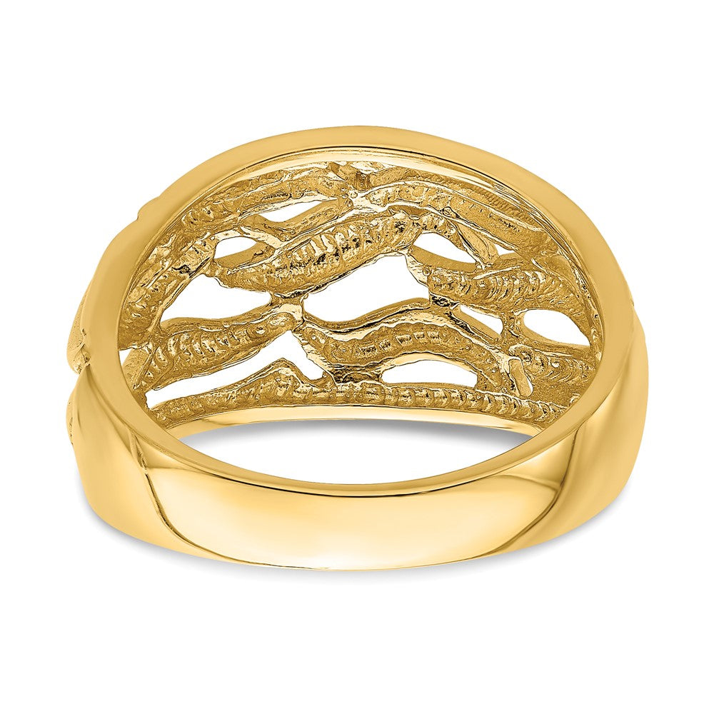 14K Yellow Gold Open Swirl Dome Ring