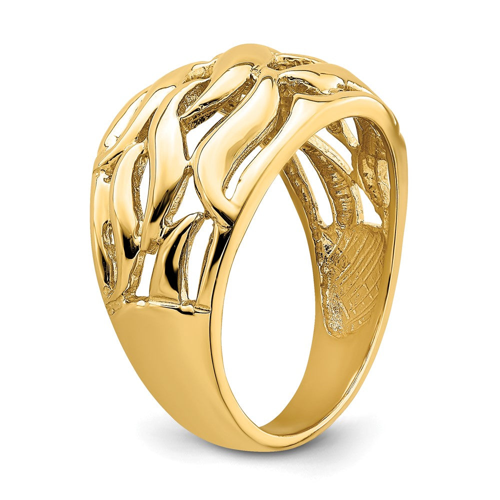 14K Yellow Gold Open Swirl Dome Ring