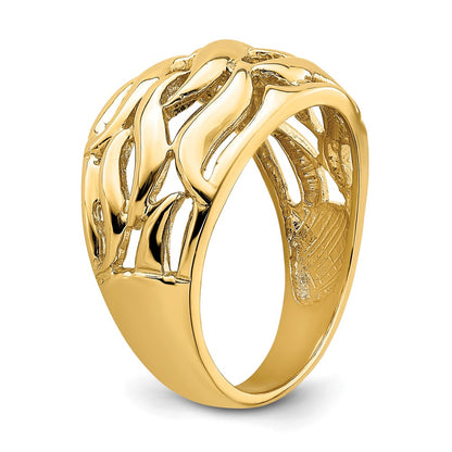 14K Yellow Gold Open Swirl Dome Ring
