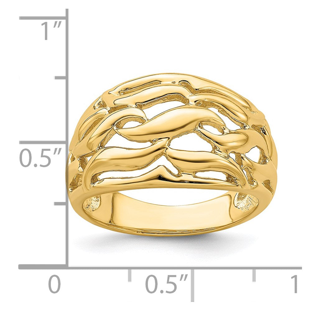 14K Yellow Gold Open Swirl Dome Ring