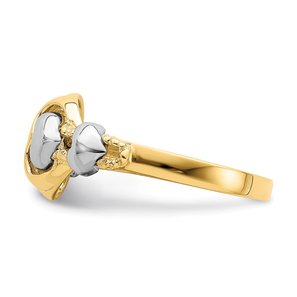 14k Two-Tone Gold Hearts Ring