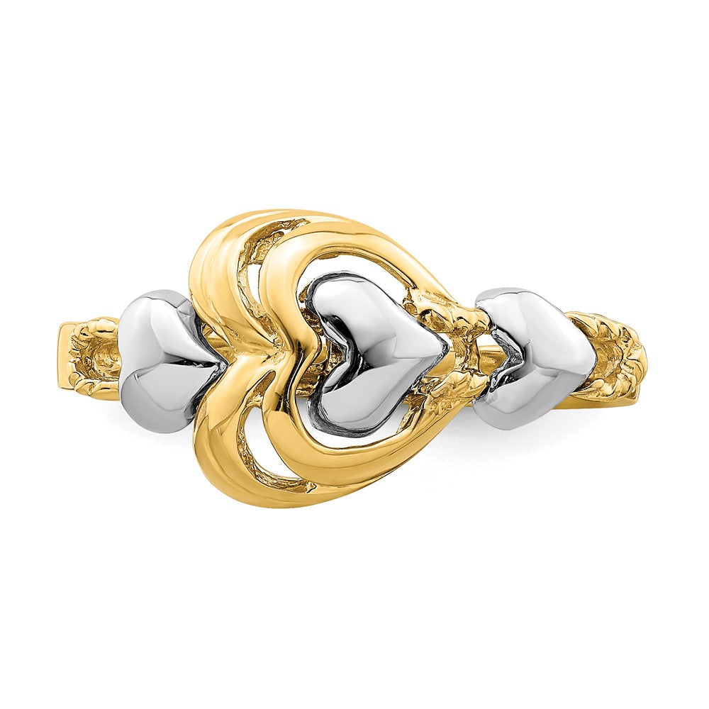 14k Two-Tone Gold Hearts Ring