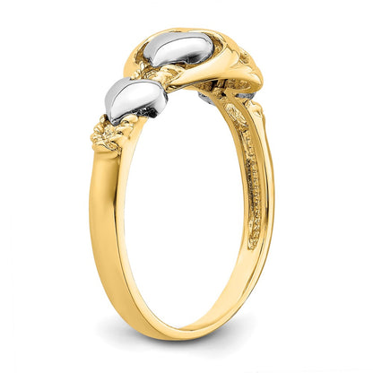 14k Two-Tone Gold Hearts Ring