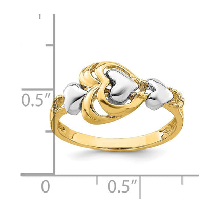 14k Two-Tone Gold Hearts Ring