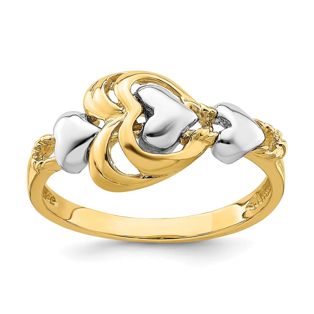 14k Two-Tone Gold Hearts Ring