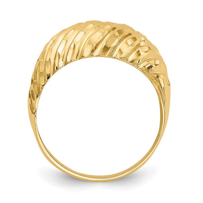 14K Yellow Gold Diamond-cut Domed Ring