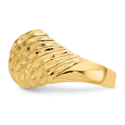 14K Yellow Gold Diamond-cut Domed Ring