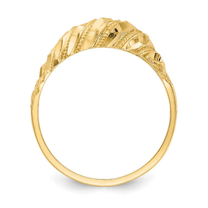 14K Yellow Gold Real Diamond Cut Dome Ring