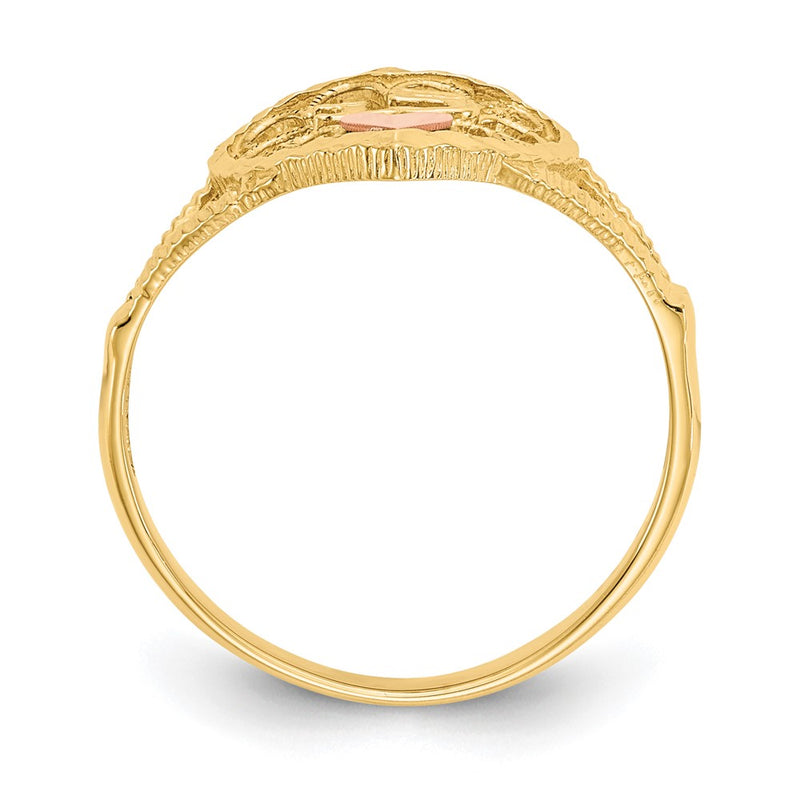 14K Two-Tone Gold Real Diamond Cut 15 Heart Ring