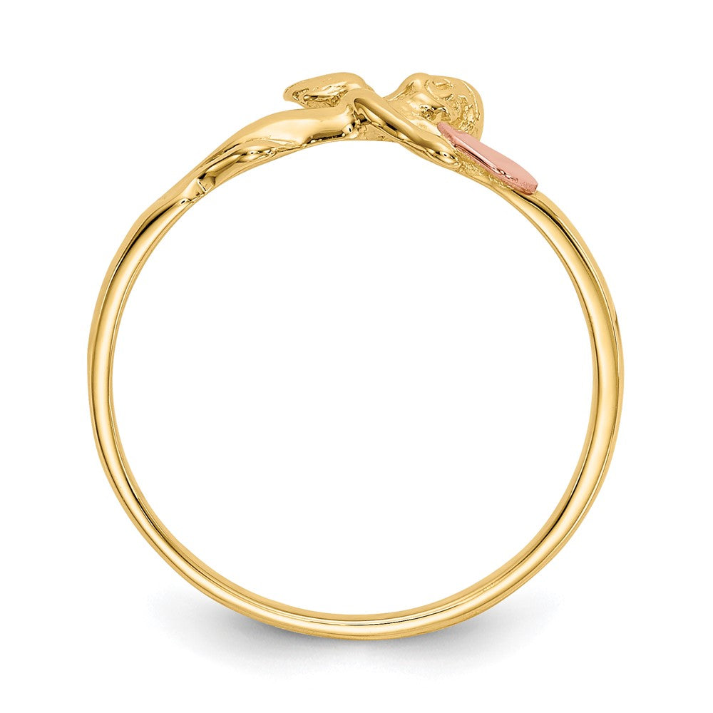 14K Two-Tone Gold Angel & Satin Heart Ring