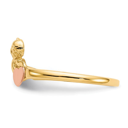 14K Two-Tone Gold Angel & Satin Heart Ring