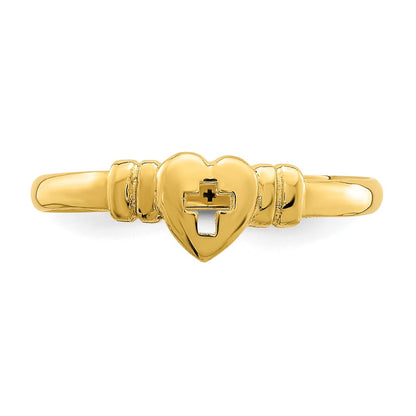 14K Yellow Gold Heart w/Cut-Out Cross Ring