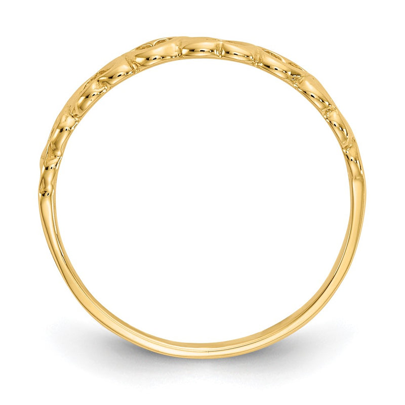 14K Yellow Gold Polished Hearts Ring