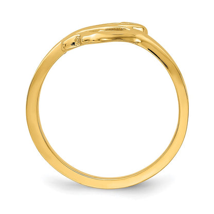14K Yellow Gold High Polished Double Hearts Ring