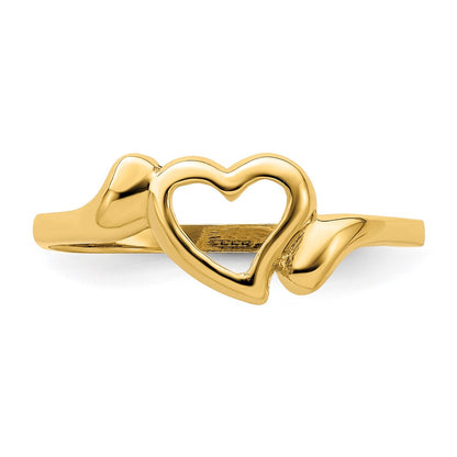 14K Yellow Gold Open Heart w/Swirl Ring