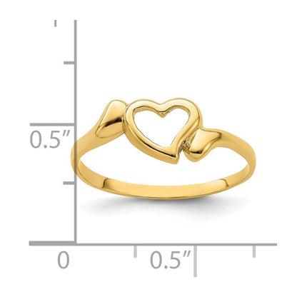 14K Yellow Gold Open Heart w/Swirl Ring