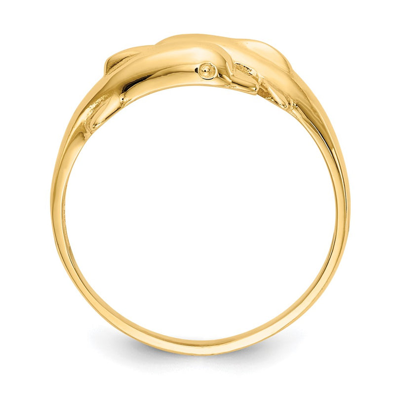 14K Yellow Gold Double Dolphin Ring