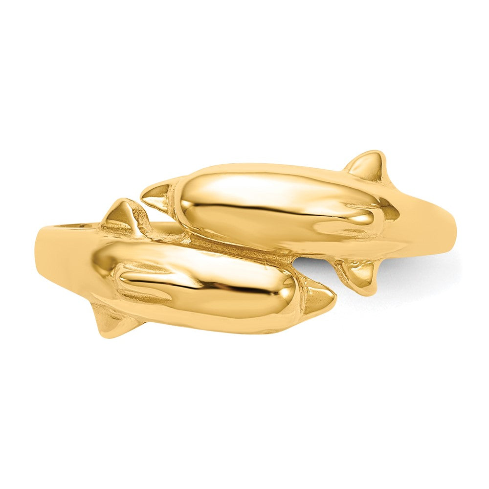 14K Yellow Gold Double Dolphin Ring