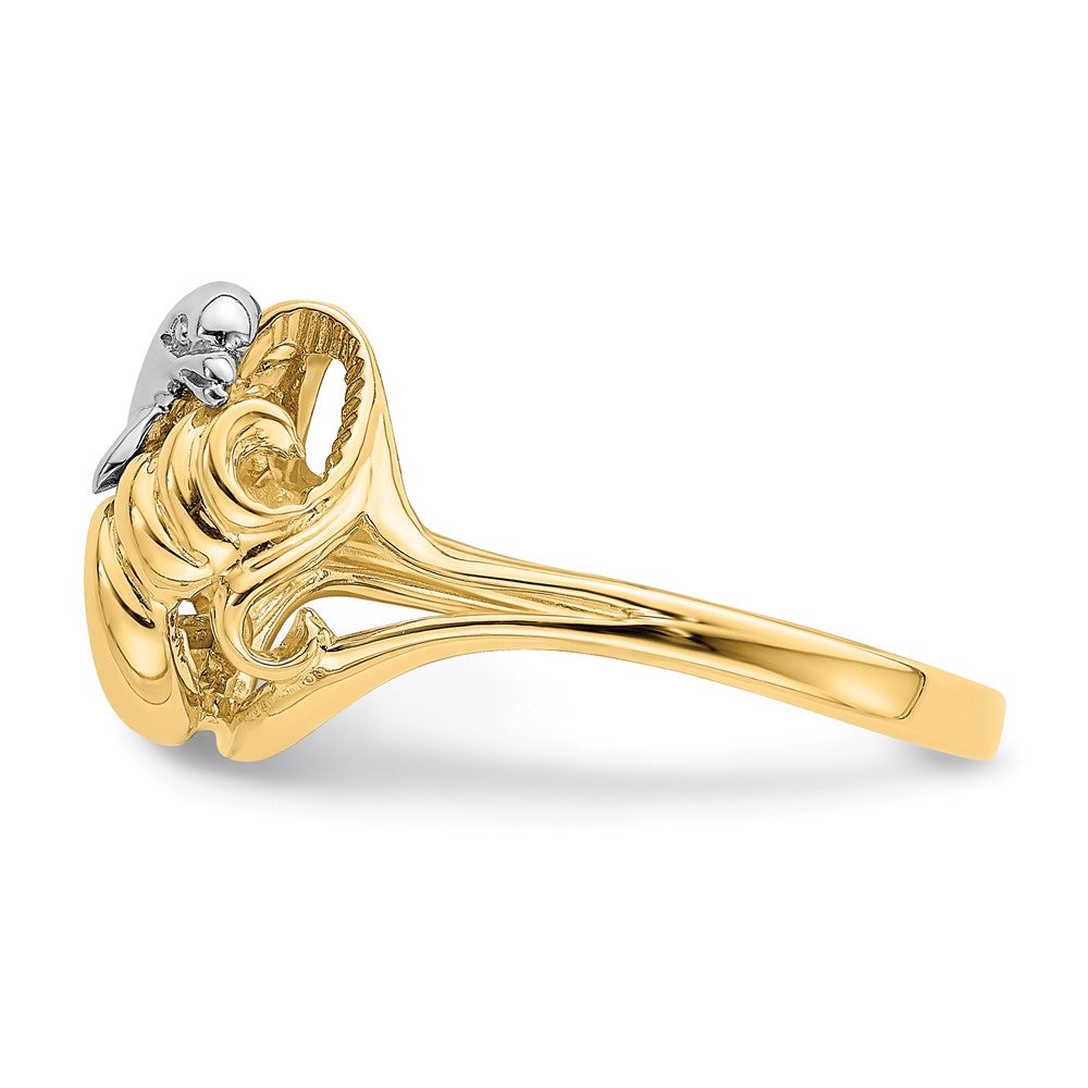 14k Two-Tone Gold Dolphin Wave Ring