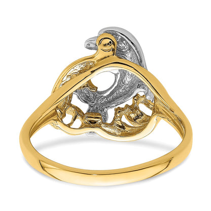 14k Two-Tone Gold Dolphin Wave Ring