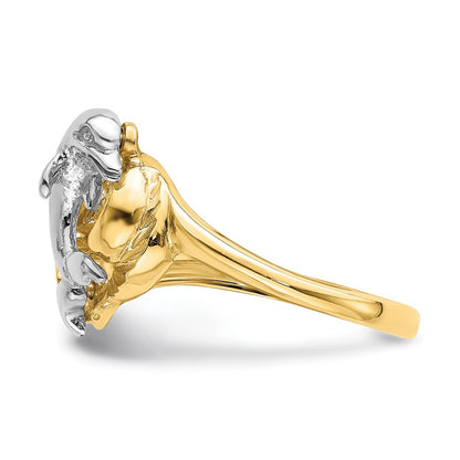 14k Two-Tone Gold Dolphin Wave Ring