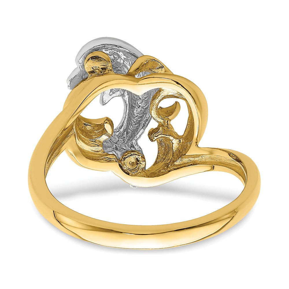14k Two-Tone Gold Dolphin Wave Ring