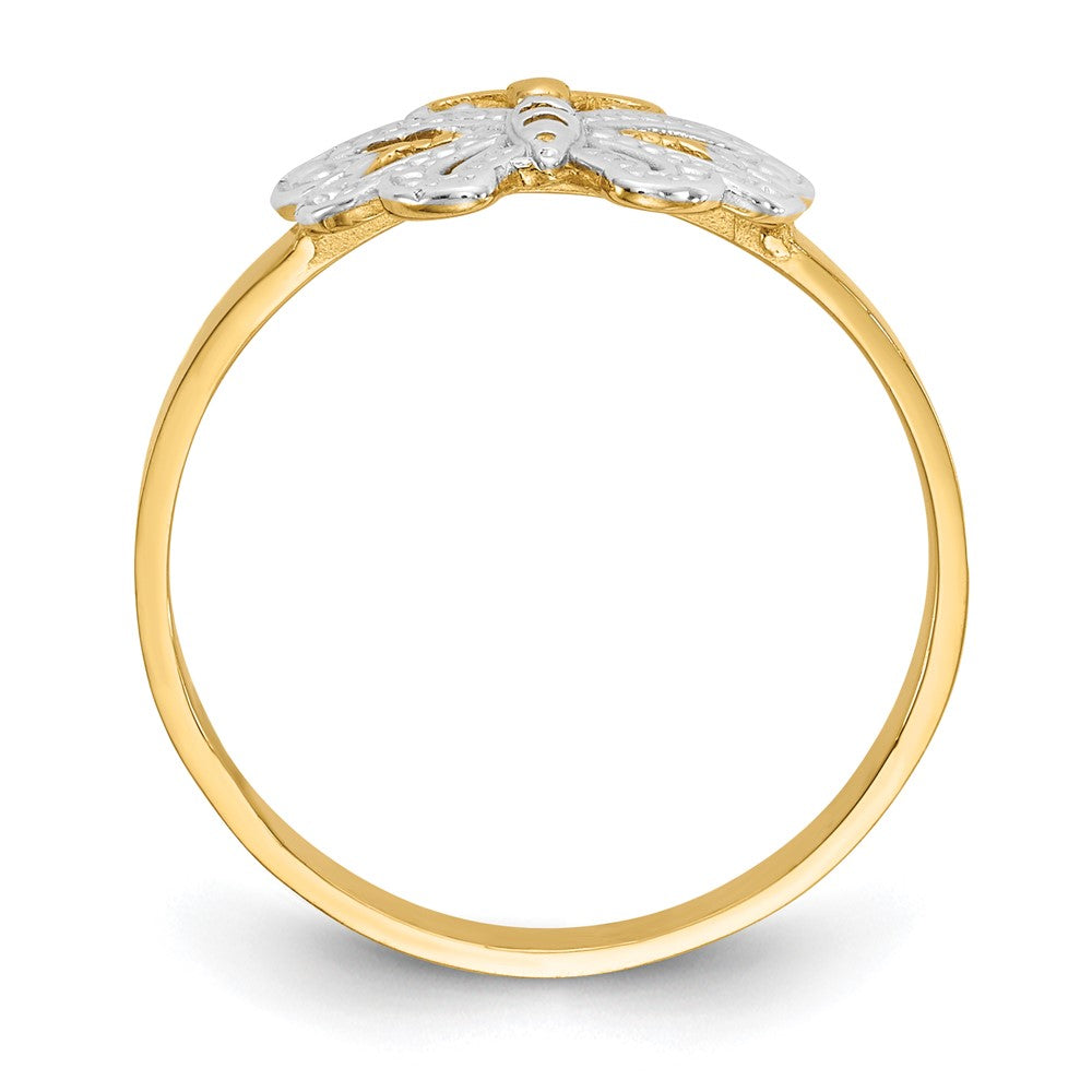 14k Yellow Gold w/Rhodium Butterfly Ring