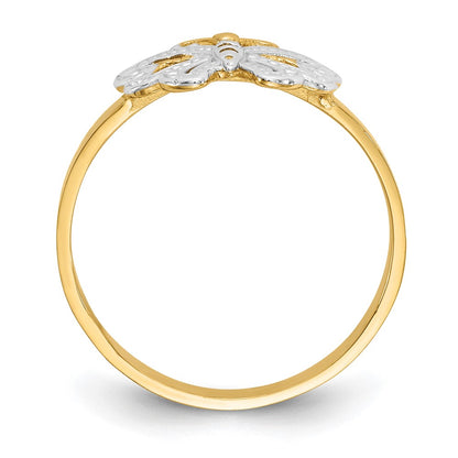 14k Yellow Gold w/Rhodium Butterfly Ring
