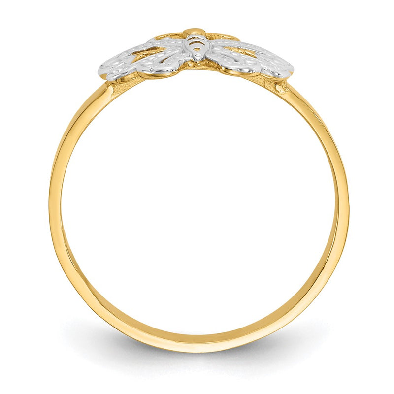 14k Yellow Gold w/Rhodium Butterfly Ring