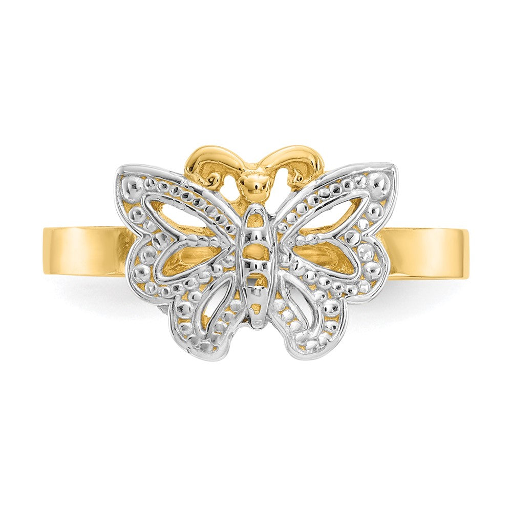 14k Yellow Gold w/Rhodium Butterfly Ring