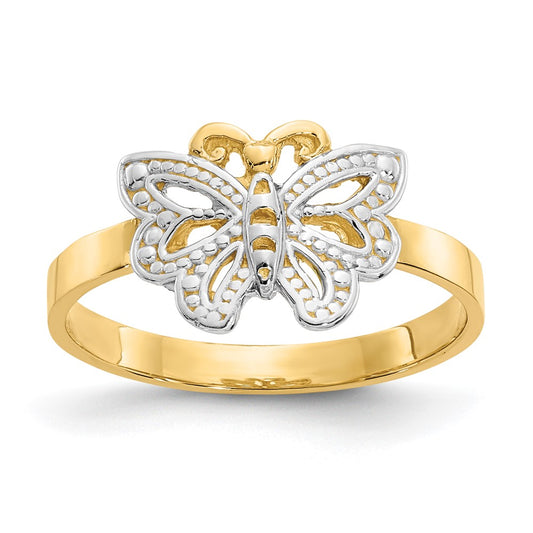 14k Yellow Gold w/Rhodium Butterfly Ring
