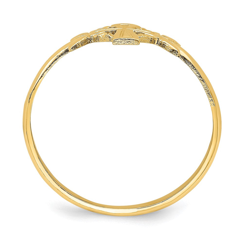 14K Yellow Gold Cross w/Circle Ring