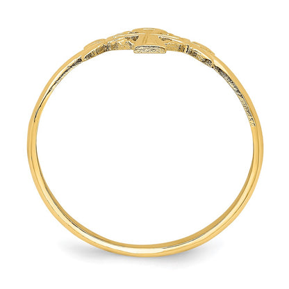 14K Yellow Gold Cross w/Circle Ring